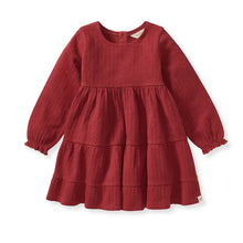 Load image into Gallery viewer, Toddler Brick Red Dotted Rib Organic Cotton Dress

