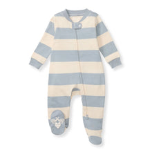 Load image into Gallery viewer, Rugby Stripe Footed Sleep &amp; Play - Quarry
