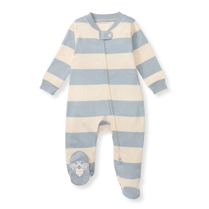 Rugby Stripe Footed Sleep & Play - Quarry