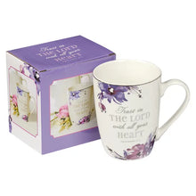 Load image into Gallery viewer, Mug White Floral Trust in the Lord Prov. 3:5
