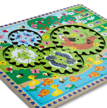 Load image into Gallery viewer, Animal Chase I-Spy Wooden Gear Puzzle
