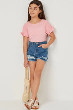 Load image into Gallery viewer, Girls Smocked Shoulder Ruffle Sleeve Top
