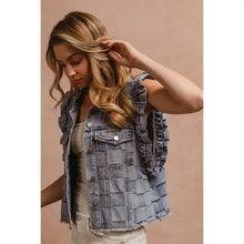 Load image into Gallery viewer, Vintage Washed Gingham Denim Vest
