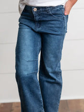 Load image into Gallery viewer, Youth Medium Wash Denim Horse Shoe Jeans
