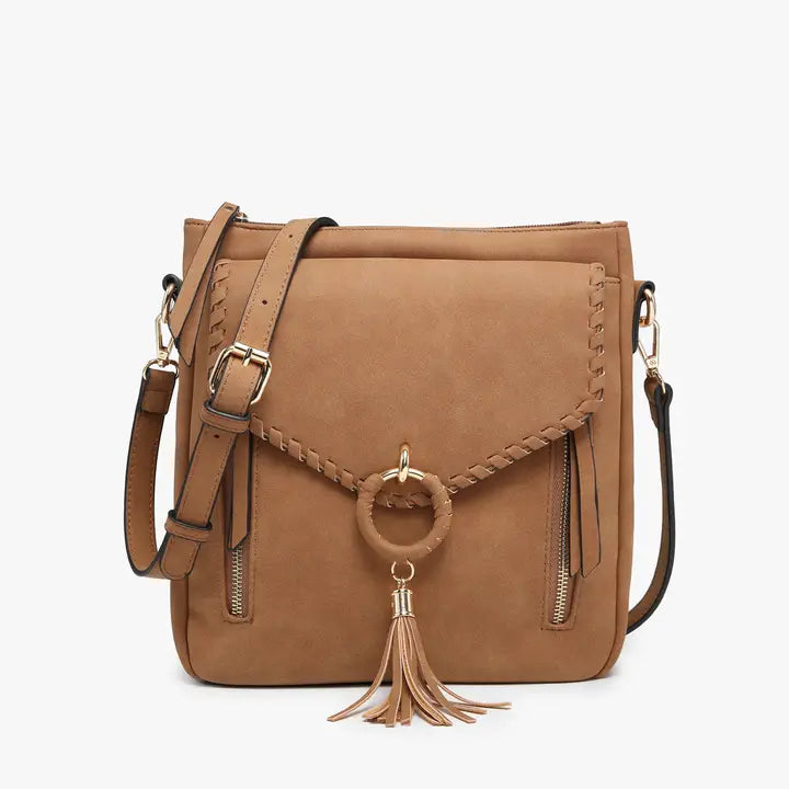 Jen & Co Layla Faux Suede Crossbody - Brown