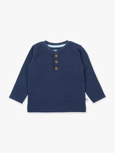 Load image into Gallery viewer, Boys Dark Navy Waffle Knit Long Sleeve Henley Tee
