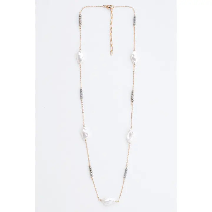 Beaded and Classic Pearl Chain Pendant Necklace