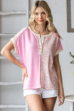 Load image into Gallery viewer, Floral Color Block Button Front Top
