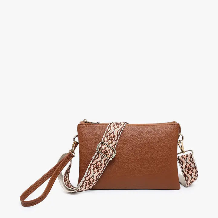 Jen&Co® Faux Suede Crossbody w/ Guitar Strap - Izzy, Brown