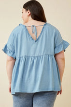 Load image into Gallery viewer, Womens Tencel Frayed Double V Neck Top
