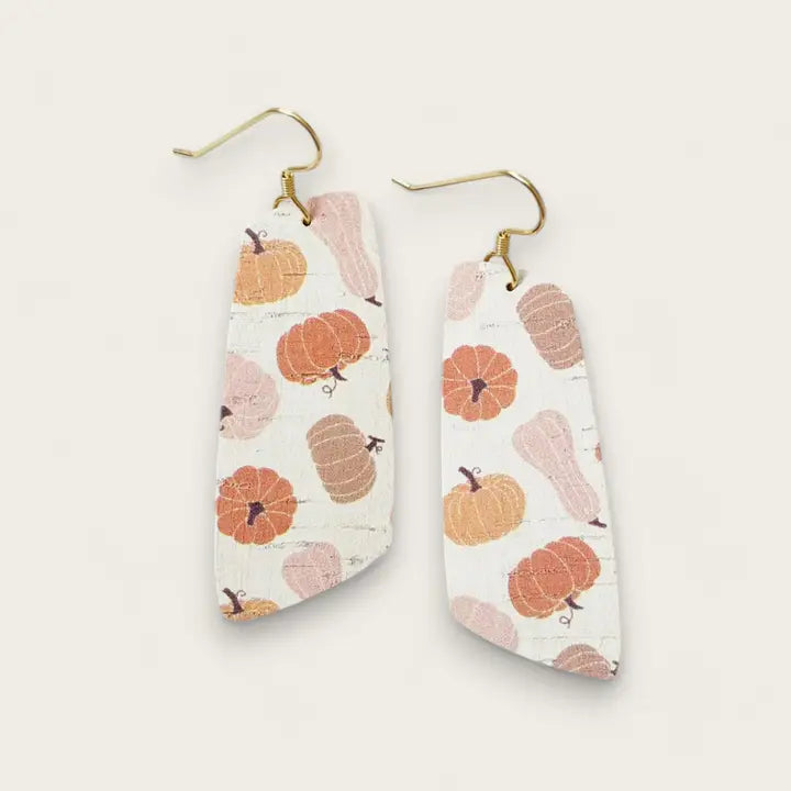 Pumpkin Patch Genuine Leather Dangle Earrings