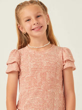 Load image into Gallery viewer, Girls Coral Printed Terry Cinch Sleeve Tee
