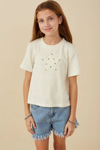 Load image into Gallery viewer, Girls Studded Star Patch Textured Knit T Shirt
