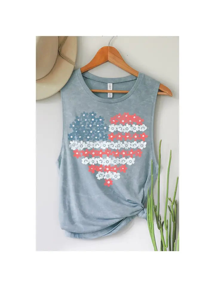 Heart Flag Mineral Graphic Tank Top