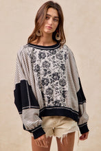 Load image into Gallery viewer, Rose Twill And Stripe Mixed Top
