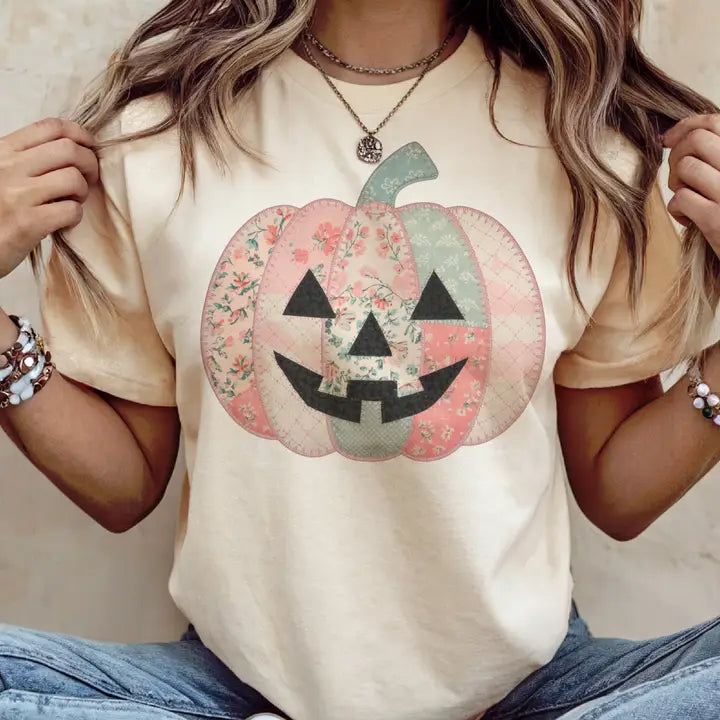 Fall Patchwork Jack-O-Lantern Graphic Tee