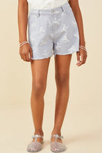 Load image into Gallery viewer, Girls Bow Printed Distressed Denim Shorts
