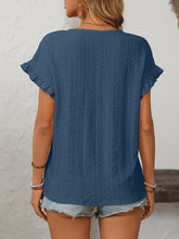 Load image into Gallery viewer, Dark Blue Sweet Short-Sleeve Hollow-Out Top
