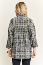 Load image into Gallery viewer, Plus Green Burnout Plaid Washed Button Up
