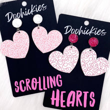 Load image into Gallery viewer, 2&quot; Scrolling Heart Dangles - Valentine&#39;s Earrings
