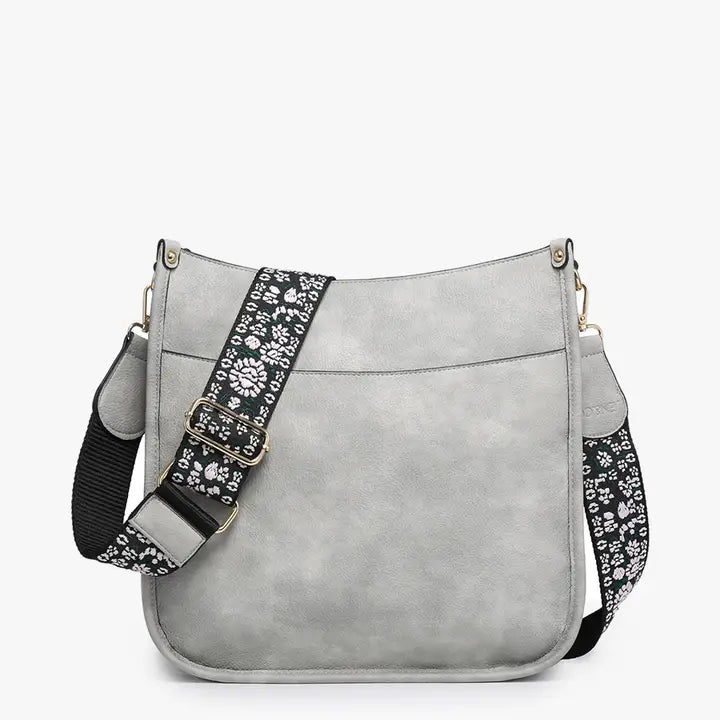 Jen&Co® Chloe Crossbody with Guitar Strap - Light Grey