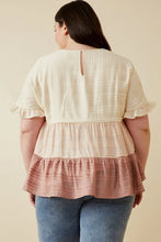 Load image into Gallery viewer, Womens Textured Stripe Colorblock Tee
