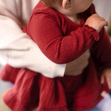 Load image into Gallery viewer, Infant Brick Red Dotted Rib Organic Cotton Dress
