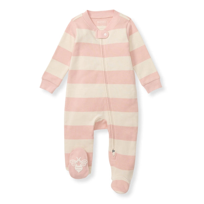 Rugby Stripe Footed Sleep & Play - Pink Sand