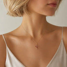 Load image into Gallery viewer, Natural Stone Cross Pendant Necklace - Blush Quartz
