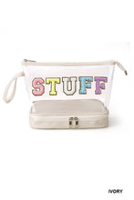 Load image into Gallery viewer, &quot;Stuff&quot; Chenille Letter Double Layer Clear Bag
