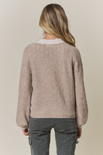 Load image into Gallery viewer, Latte Contrast Scallop Trim Sweater Cardigan
