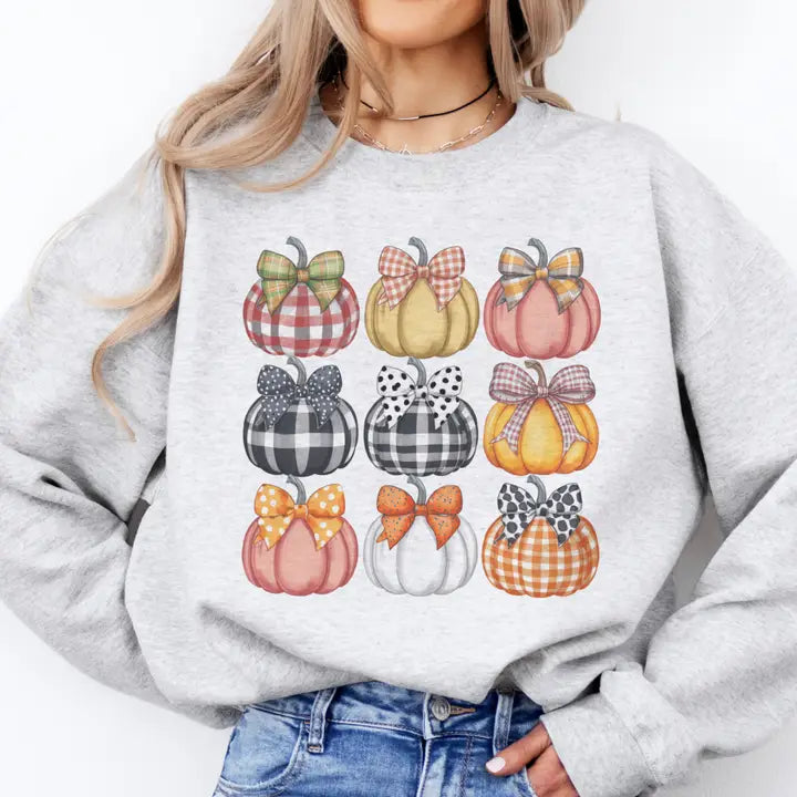 Fall Pumpkins and Bows Graphic Sweatshirt