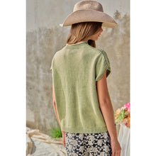 Load image into Gallery viewer, Light Olive Diamond Knit Drop Shoulder Top
