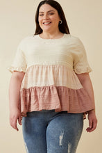 Load image into Gallery viewer, Womens Textured Stripe Colorblock Tee

