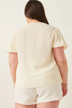 Load image into Gallery viewer, Womens Crochet Quilted V Neck Puff Sleeve Top
