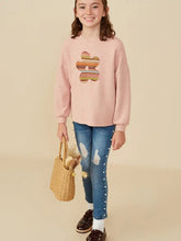 Load image into Gallery viewer, Girls Contrast Floral Patched Textured Stripe Knit Top
