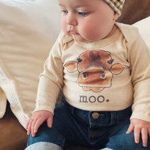 Load image into Gallery viewer, &quot;MOO&quot; Cow Baby Onesie
