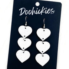 Load image into Gallery viewer, Triple Glitter Heart Drops - Valentine&#39;s Earrings
