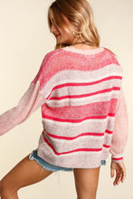 Load image into Gallery viewer, Oversized Stripe Sweater Pullover Top
