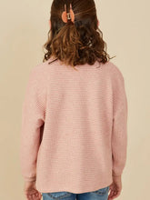 Load image into Gallery viewer, Girls Contrast Floral Patched Textured Stripe Knit Top
