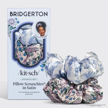Load image into Gallery viewer, Bridgerton X Kitsch Satin Pillow Scrunchies® in Toile in Bloom
