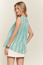 Load image into Gallery viewer, Plus Size Front Shirring Linen Stripe Blouse
