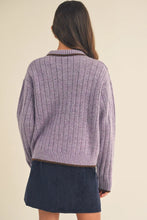 Load image into Gallery viewer, Youth Girls Polo Style Collar Piping Sweater
