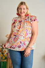 Load image into Gallery viewer, Plus Size Ruffle Sleeves Printed Blouse
