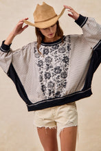 Load image into Gallery viewer, Rose Twill And Stripe Mixed Top
