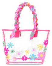 Load image into Gallery viewer, Puffy Flowers Clear Tote and Cosmetic Bag Set
