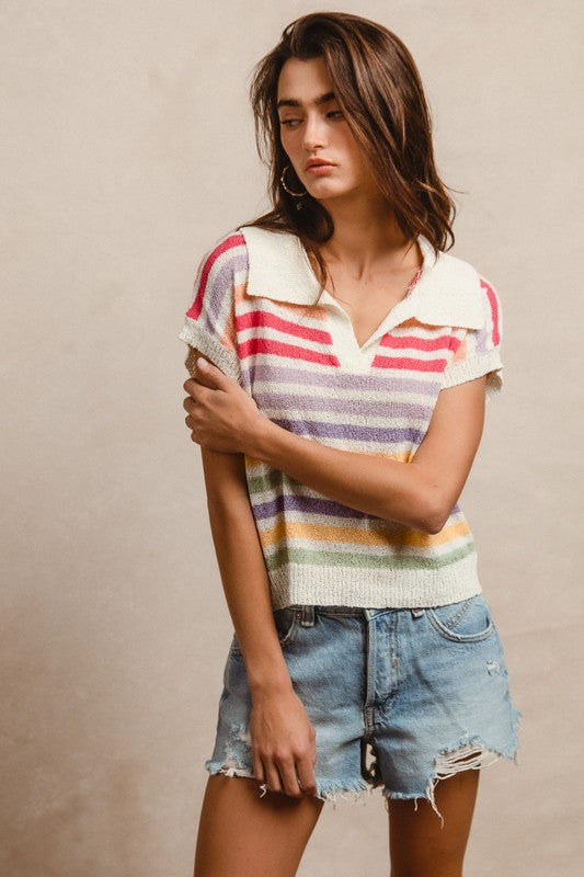 Colorful Striped Knit Top
