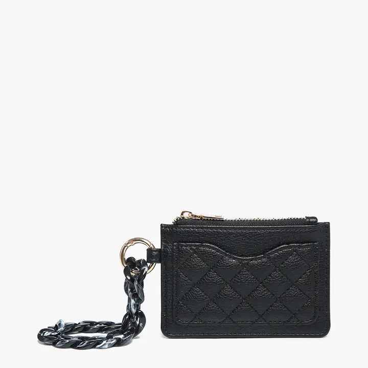 Jen & Co Rhodes Quilted Wallet w/ Chain Bangle - Black