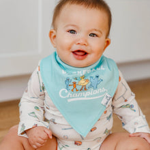 Load image into Gallery viewer, COPPER PEARL® Baby Bandana Bibs 4pk - Sesame Street Varsity Friends
