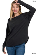 Load image into Gallery viewer, Cotton Raglan Sleeve Thumbhole Top
